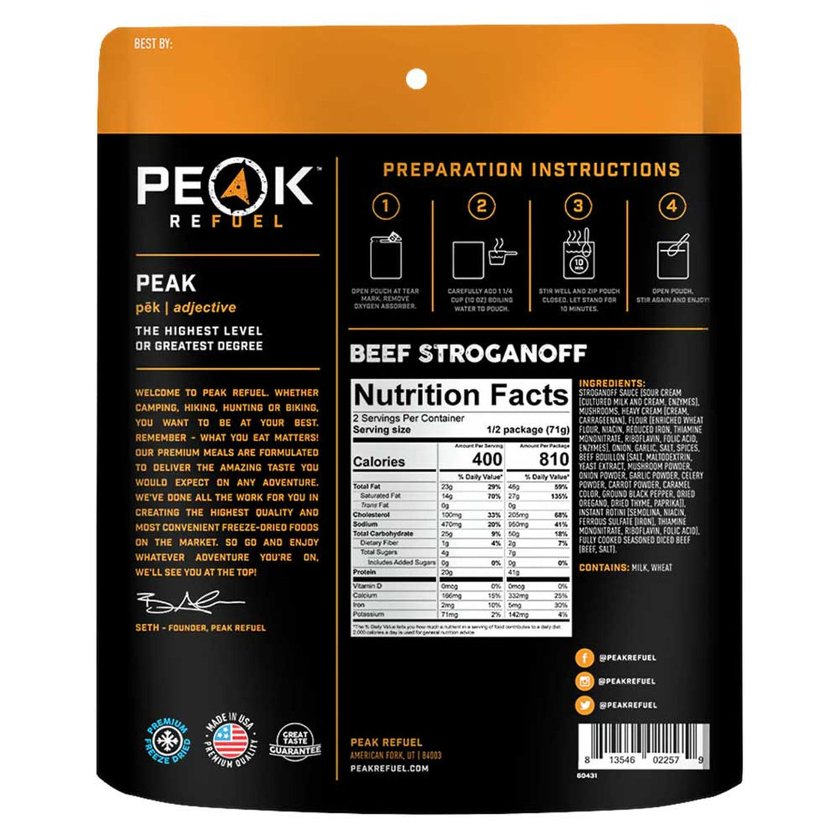 Peak Refuel Beef Stroganoff