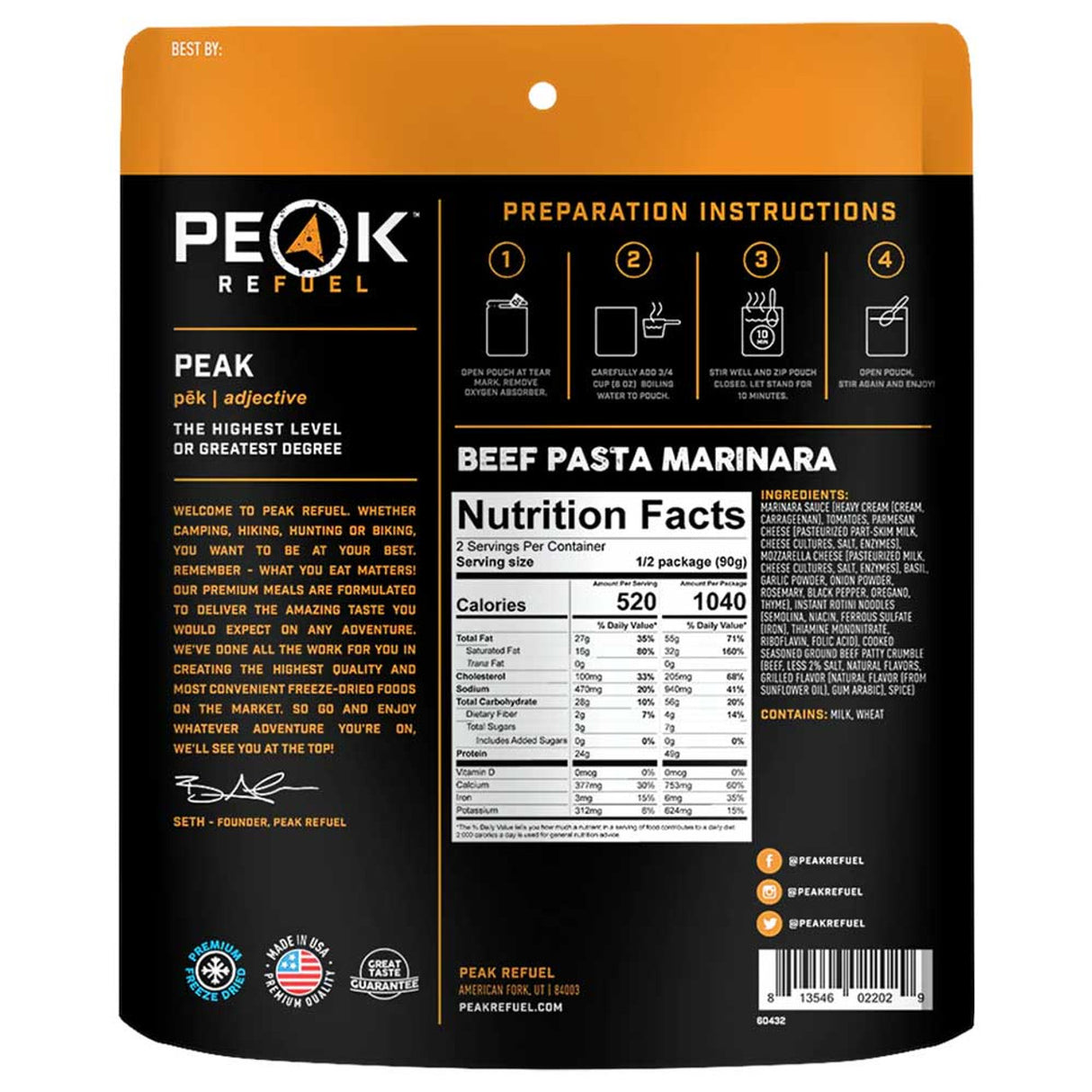 Peak Refuel Beef Pasta Marinara