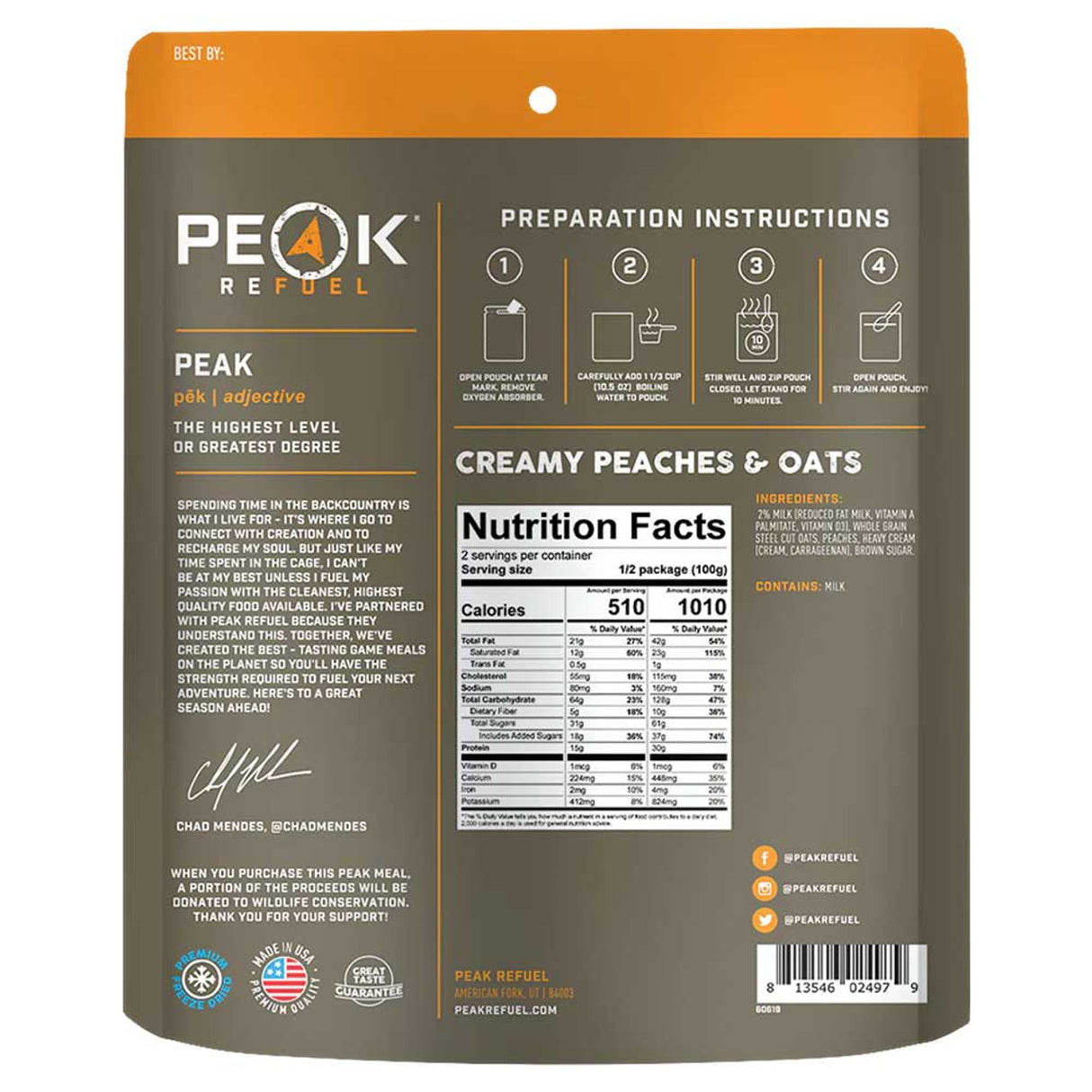 Peak Refuel Creamy Peaches and Oats