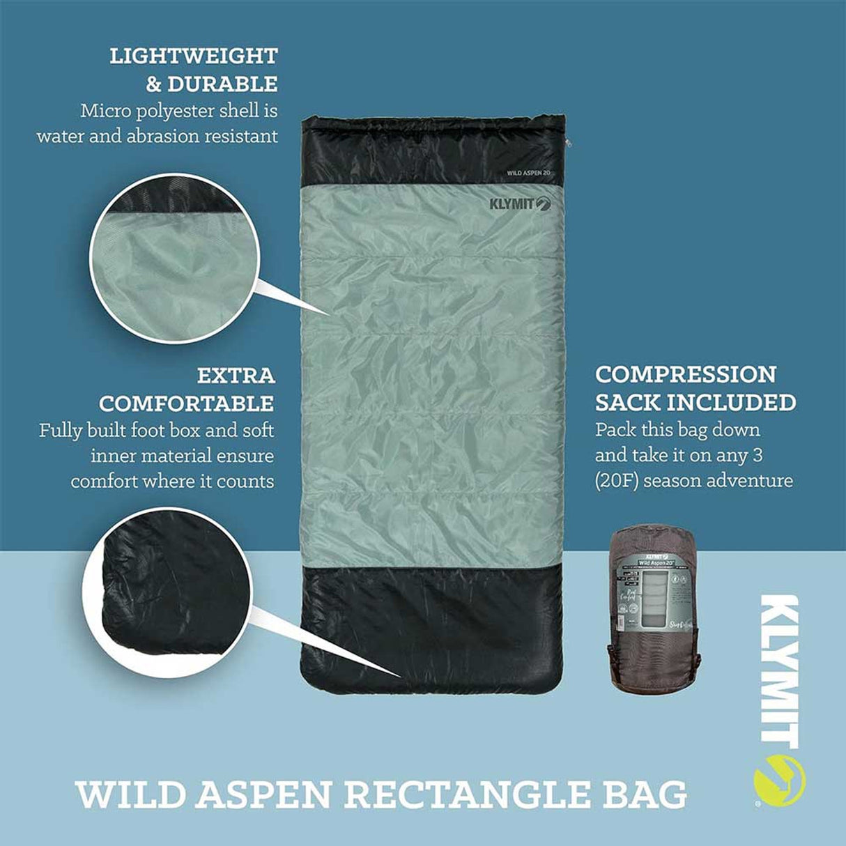 Klymit Gear Wild Aspen Lightweight 20 Degree Sleeping Bag