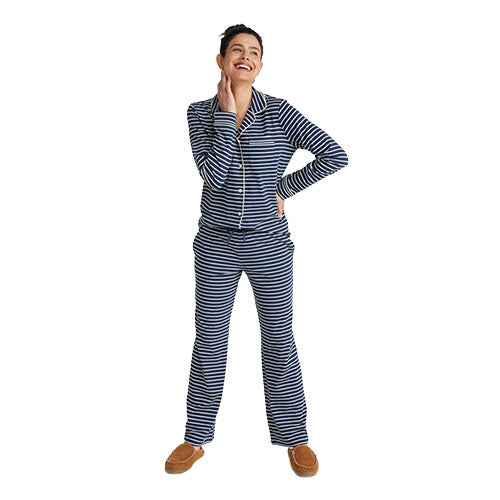 L.L. Bean Women's Super-Soft Shrink-Free Button Front Pajama Set, Stripe