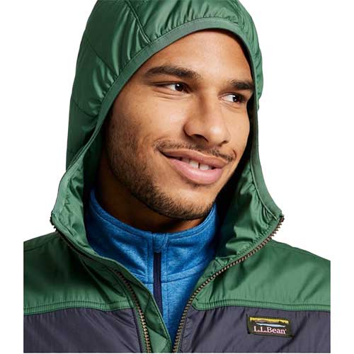 L.L. Bean Men's Mountain Classic Puffer Hooded Jacket, Colorblock
