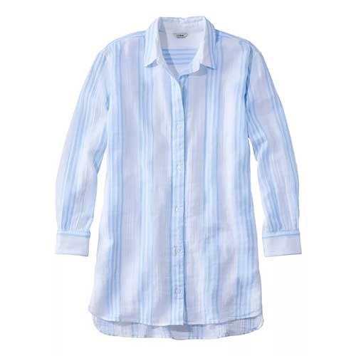 L.L. Bean Women's Cloud Gauze Cover-Up Shirt, Stripe