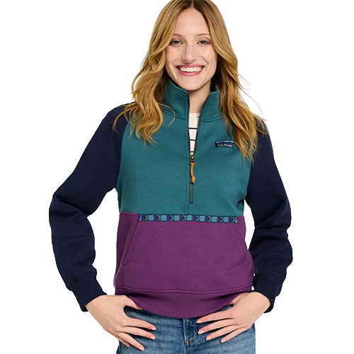 L.L. Bean Women's Mountain Classic Sweatshirt, Half-Zip Colorblock