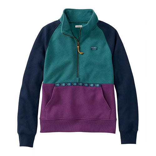 L.L. Bean Women's Mountain Classic Sweatshirt, Half-Zip Colorblock