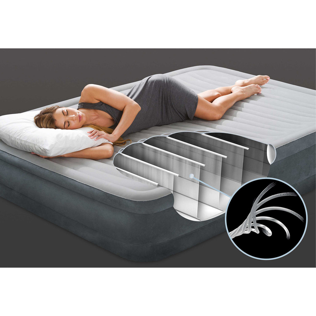 Intex 18-inch Twin Dura-Beam Comfort-Plush Airbed with QuickFill Plus Internal Pump