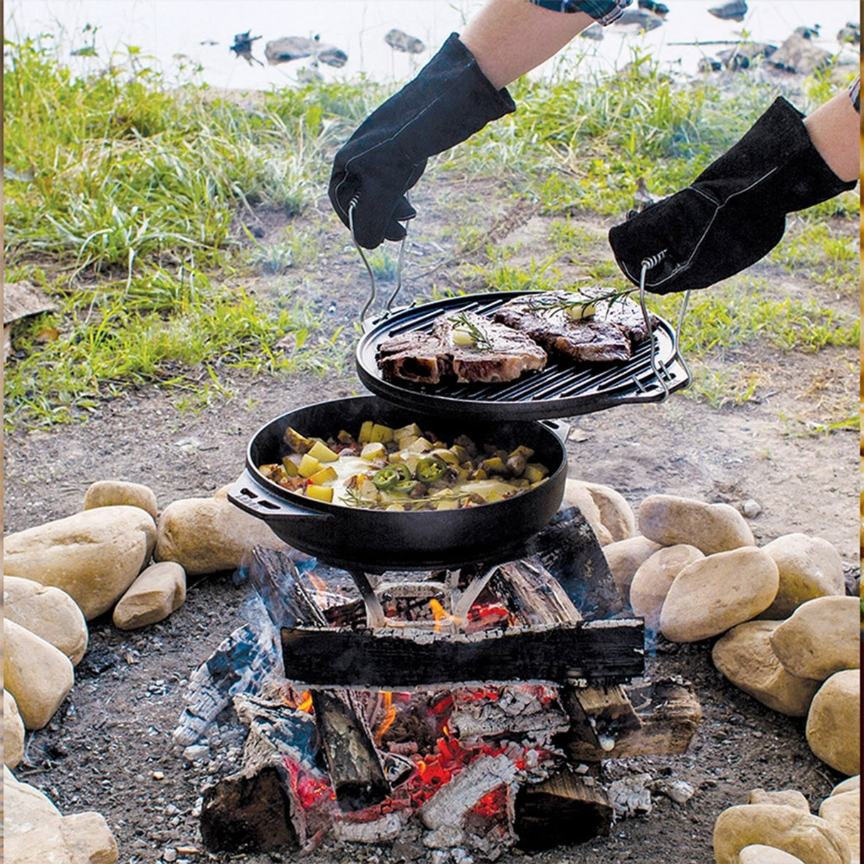 Lodge Leather Camp Grill Gloves