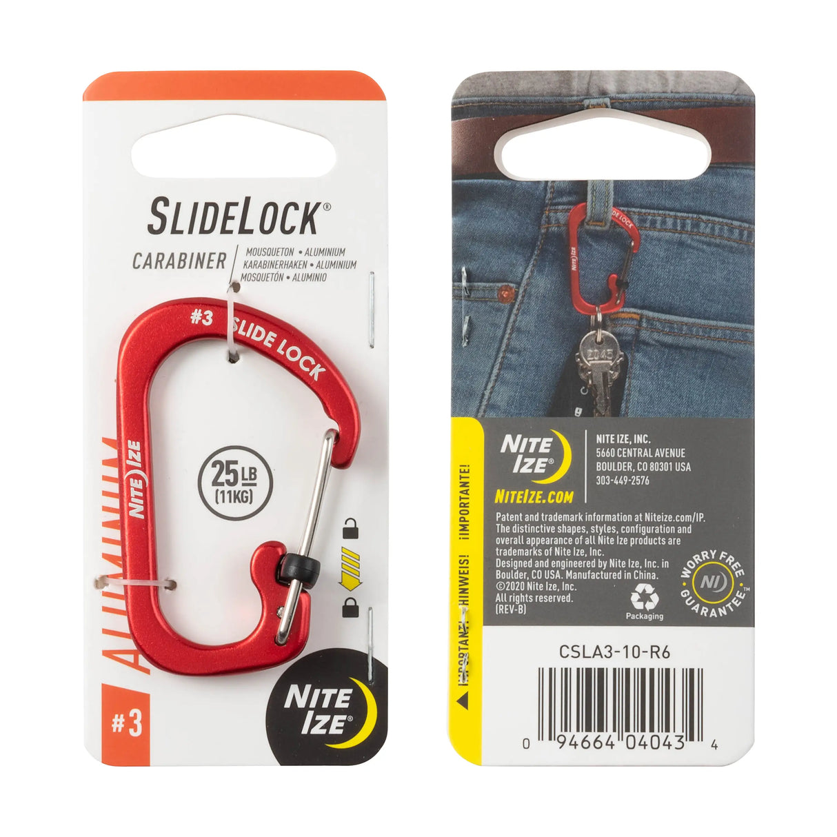 Nite Ize SlideLock Carabiner Aluminum Size 3