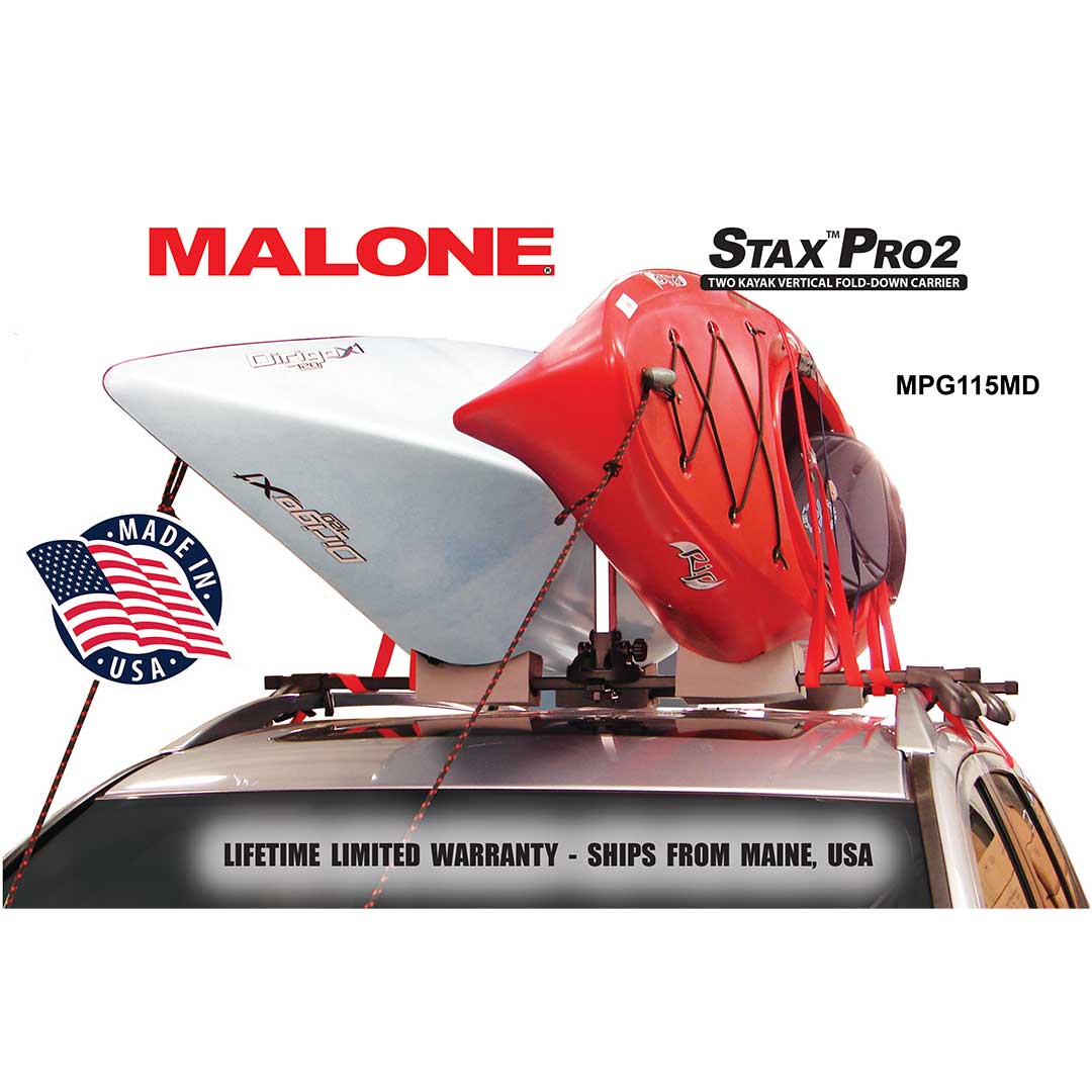 Malone Stax Pro 2 Kayak Carrier w/Tie Downs - Post Style, Folding