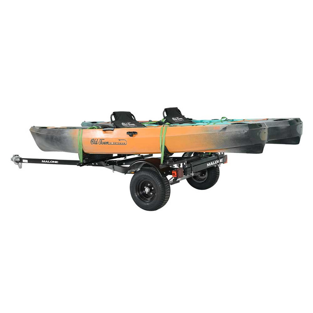 Malone MicroSport Off-Road LowBed 2 Kayak Trailer Package with 2 Sets of SaddleUp Pro & Spare Tire