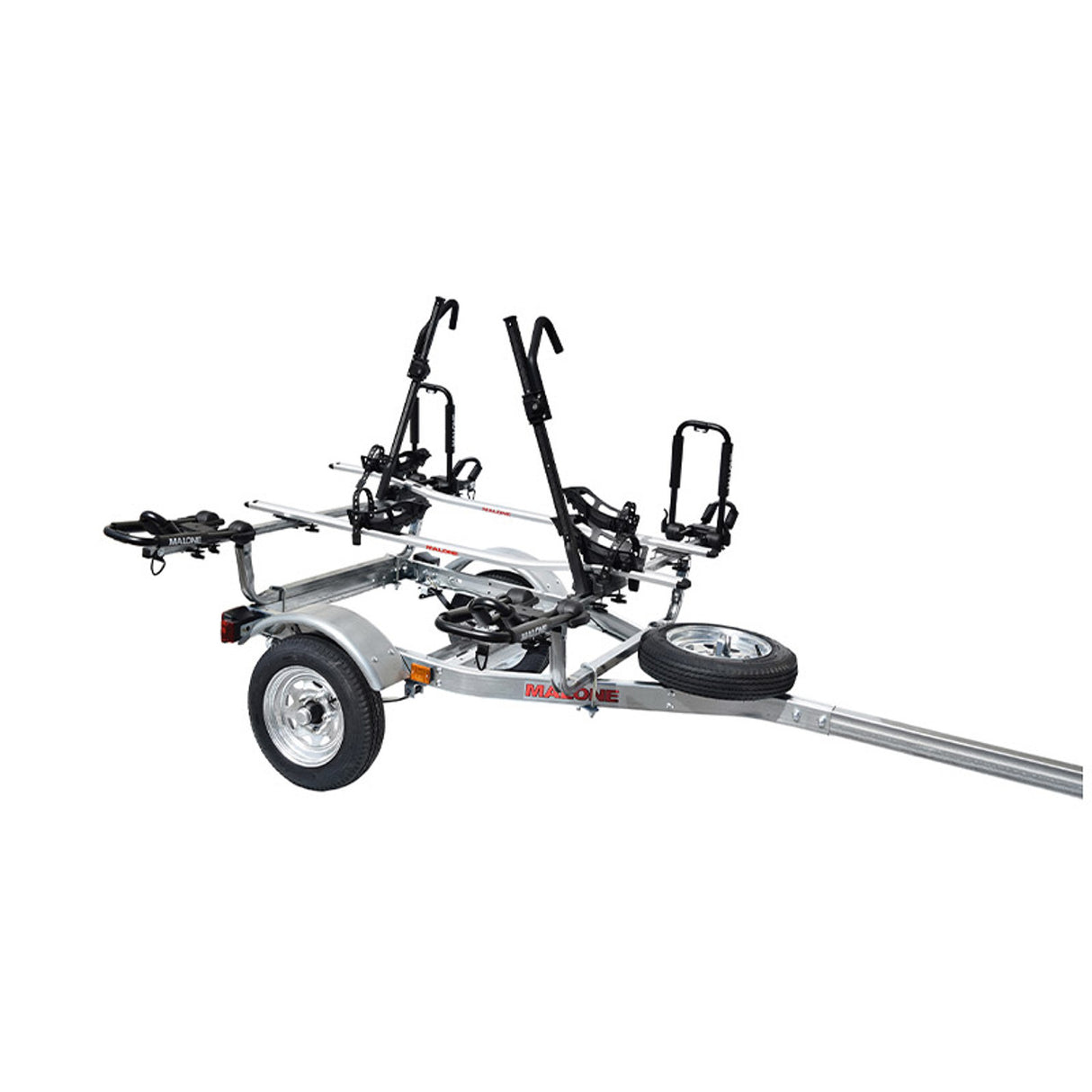 Malone MicroSport 2 Kayak, 2 Bike Trailer Package with Spare Tire