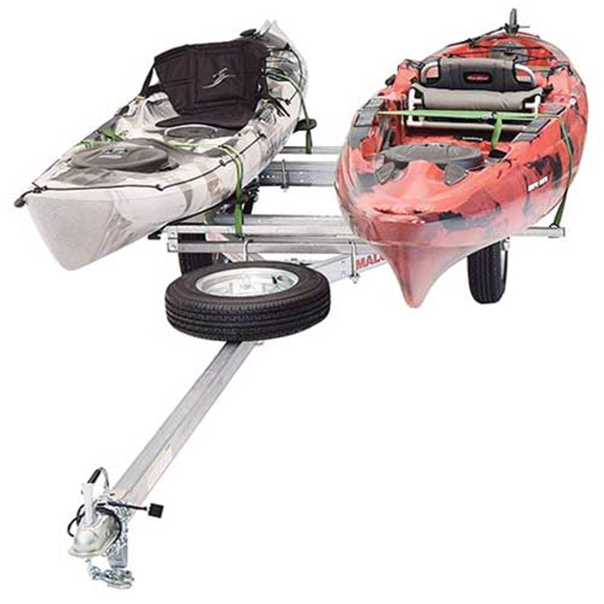 Malone MicroSport LowBed 2 Kayak Trailer Package with 2 Sets of MegaWings, Spare Tire