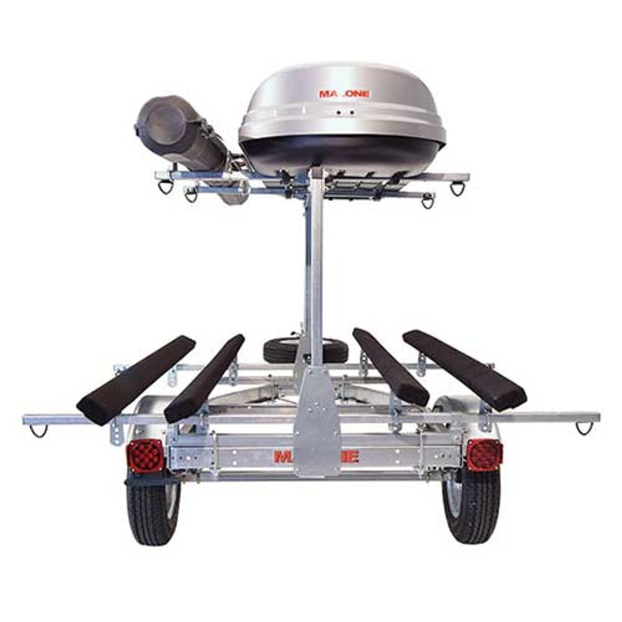 Malone MicroSport LowBed Trailer with Tier, 2 Sets Bunks, Cargo Box, Rod Tube, & Spare Tire