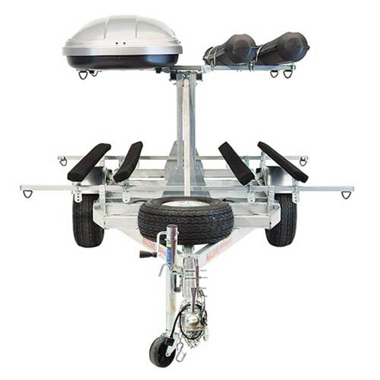 Malone MegaSport LowBed 2 Kayak Trailer Package with 2nd Tier, Spare Tire, Bunks, Cargo Box & Rod Tubes