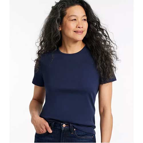 LL Bean Pima Crewneck SS W's Regular