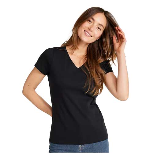 L.L. Bean Women's Pima Cotton Shaped V-Neck, Short Sleeve Tee