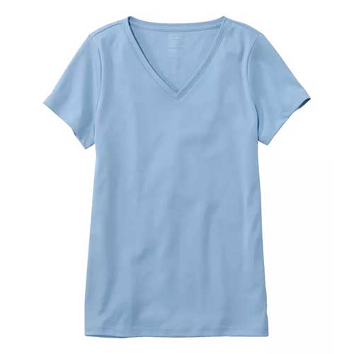 L.L. Bean Women's Pima Cotton Shaped V-Neck, Short Sleeve Tee