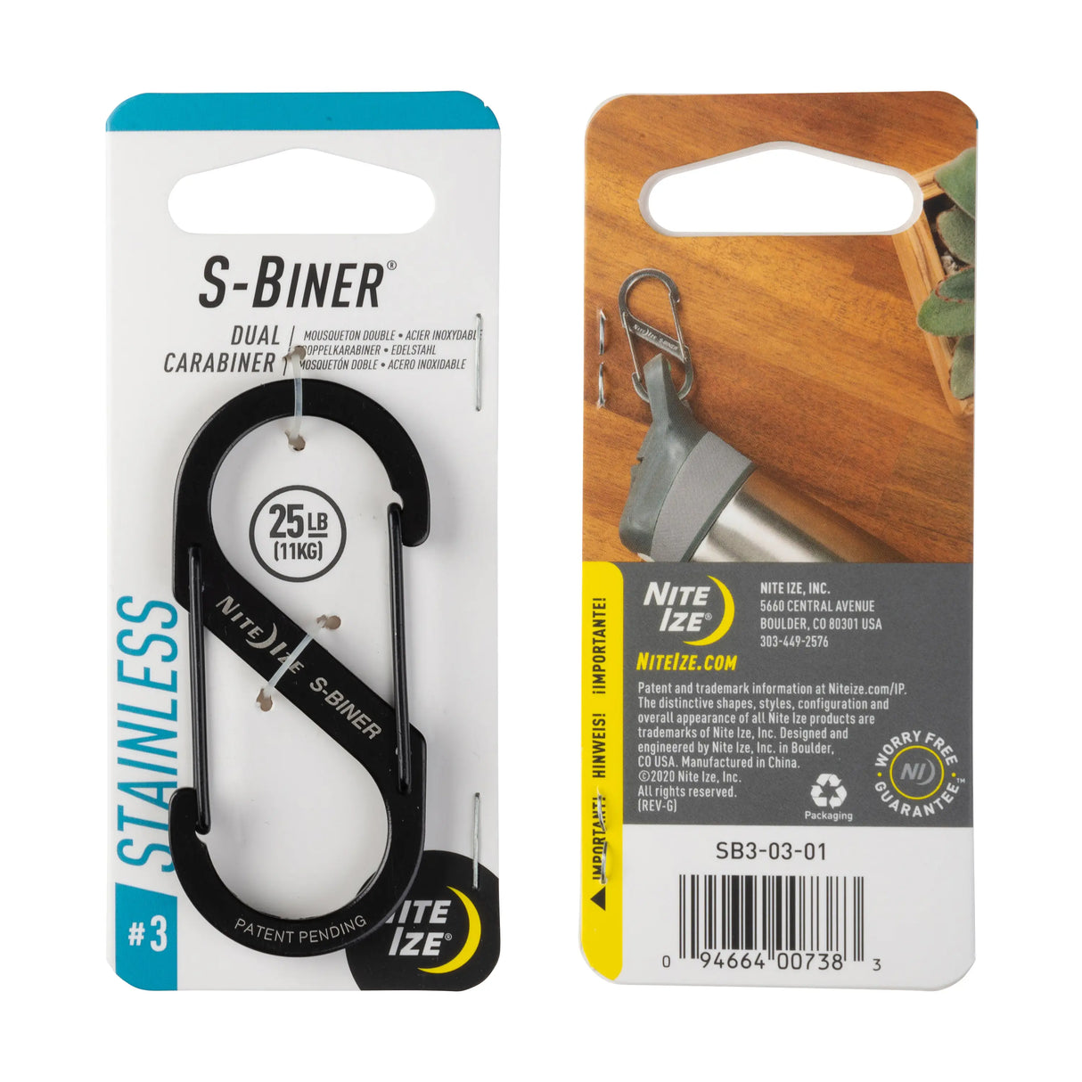 Nite Ize S-Biner Dual Carabiner Stainless Steel Single Size-3