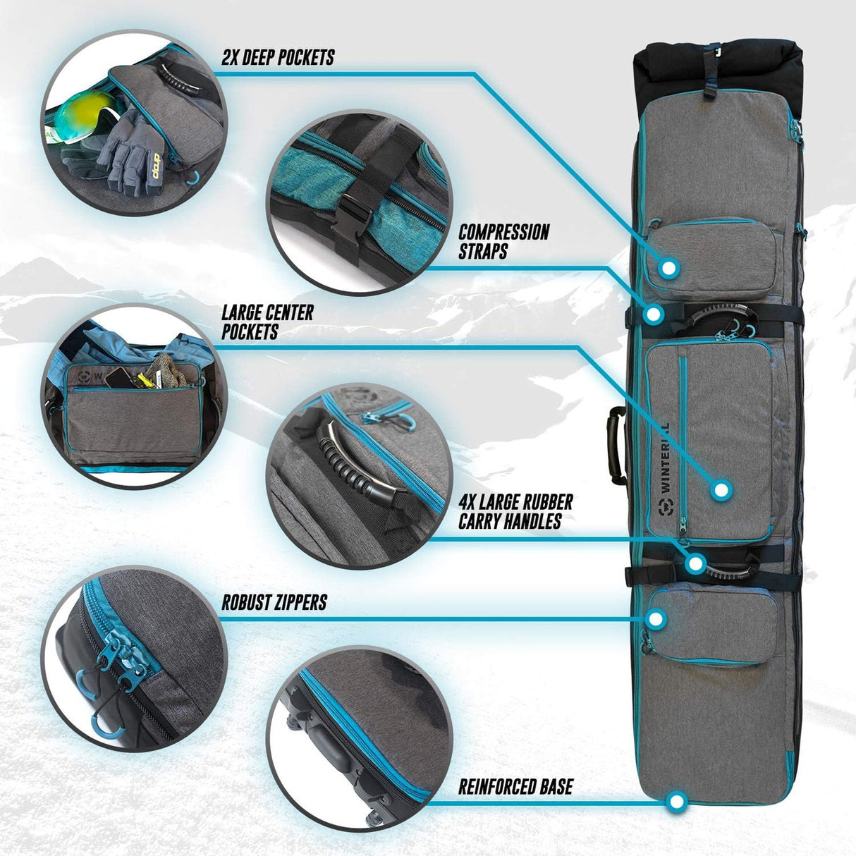 Winterial Rolling Expandable Snowboard and Ski Bag