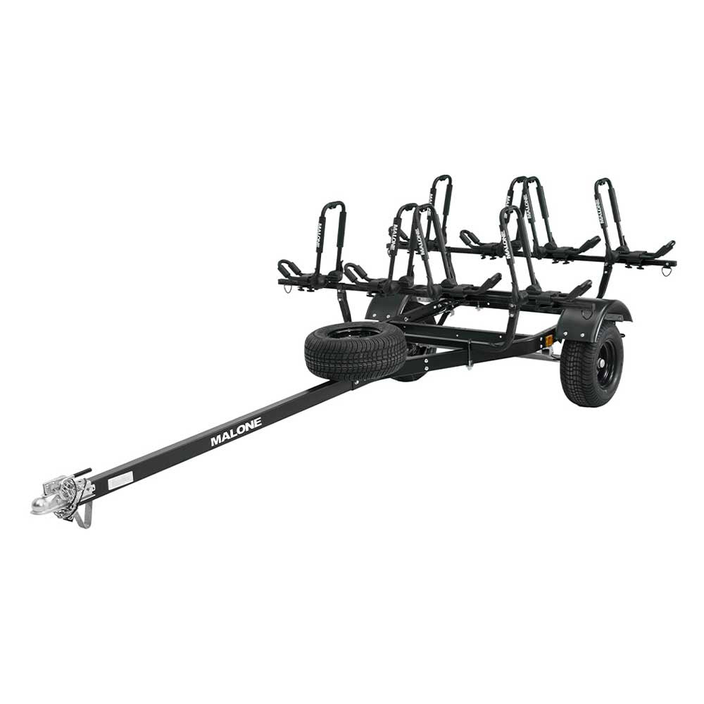 Malone MicroSport Off-Road 4 Kayak Trailer Package with 4 Sets of FoldAway-J Racks & Spare Tire