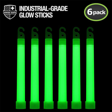 Swiss Safe Premium 6" Emergency Ready Glow Sticks - 6 Pack