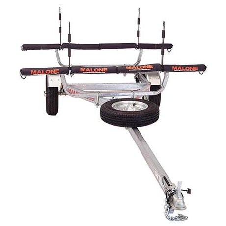 Malone MicroSport 4 Kayak Trailer Package with 2 Sets Stackers, 4 Sets Rack Pads, Spare Tire