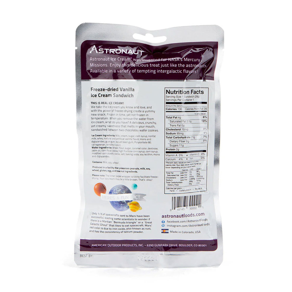 Backpacker's Pantry Vanilla Ice Cream Sandwich