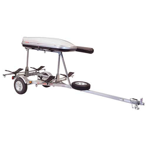 Malone MicroSport LowBed Trailer Package with 2nd Tier, 2 Sets MegaWings, Cargo Box, Rod Tube, & Spare Tire