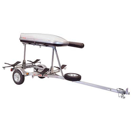 Malone MicroSport LowBed Trailer Package with 2nd Tier, 2 Sets MegaWings, Cargo Box, Rod Tube, & Spare Tire