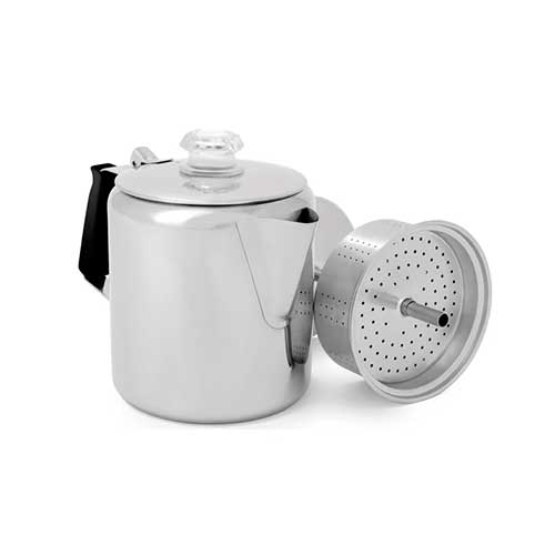 GSI Outdoors Glacier 6 Cup Stainless Coffee Percolator with Silicone Handle
