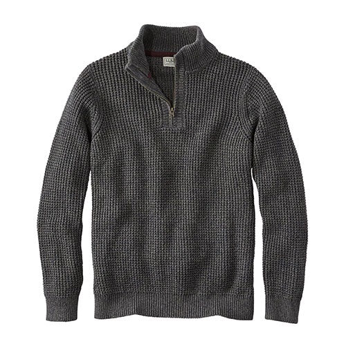 L.L. Bean Men's Organic Cotton Waffle 1/4 Zip Sweater