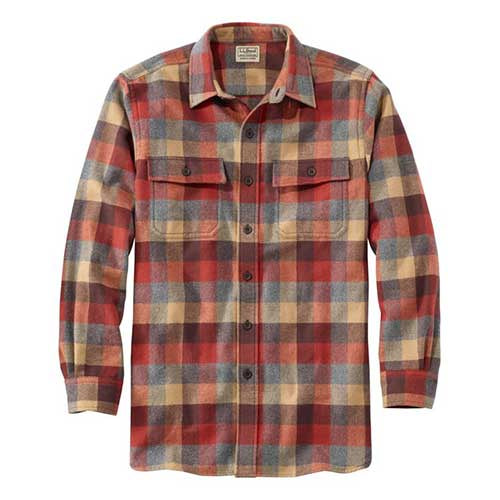L.L. Bean Men's Chamois Shirt, Plaid, Slightly Fitted