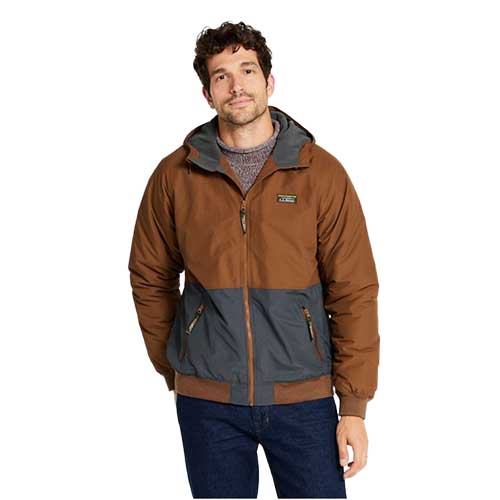 L.L. Bean Men's Insulated 3-Season Bomber Hooded Jacket - Colorblock
