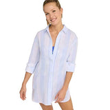 L.L. Bean Women's Cloud Gauze Cover-Up Shirt, Stripe