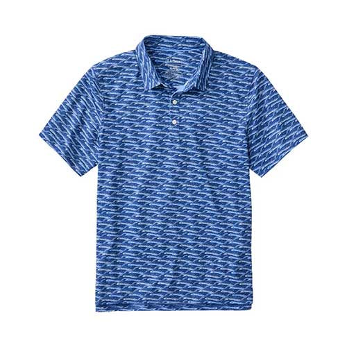 L.L. Bean Men's Comfort Stretch Performance Party Polo, Slightly Fitted, Short-Sleeve, Print