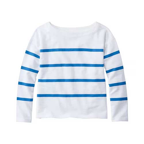 L.L. Bean Women's Peaks Island Top, Relaxed Boatneck Long-Sleeve Stripe
