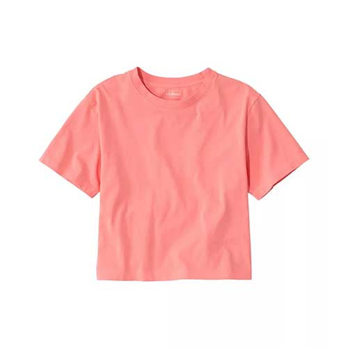 L.L. Bean Women's Sunwashed Tee, Short-Sleeve Cropped Boxy Crewneck