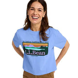 L.L. Bean Women's Sunwashed Tee, Short-Sleeve Cropped Boxy Crewneck Logo