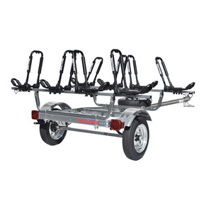 Malone MicroSport 4 Kayak Trailer Package with 4 Sets FoldAway-J Racks, Spare Tire