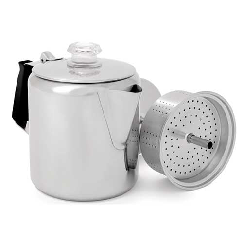 GSI Outdoors Glacier 6 Cup Stainless Coffee Percolator with Silicone Handle