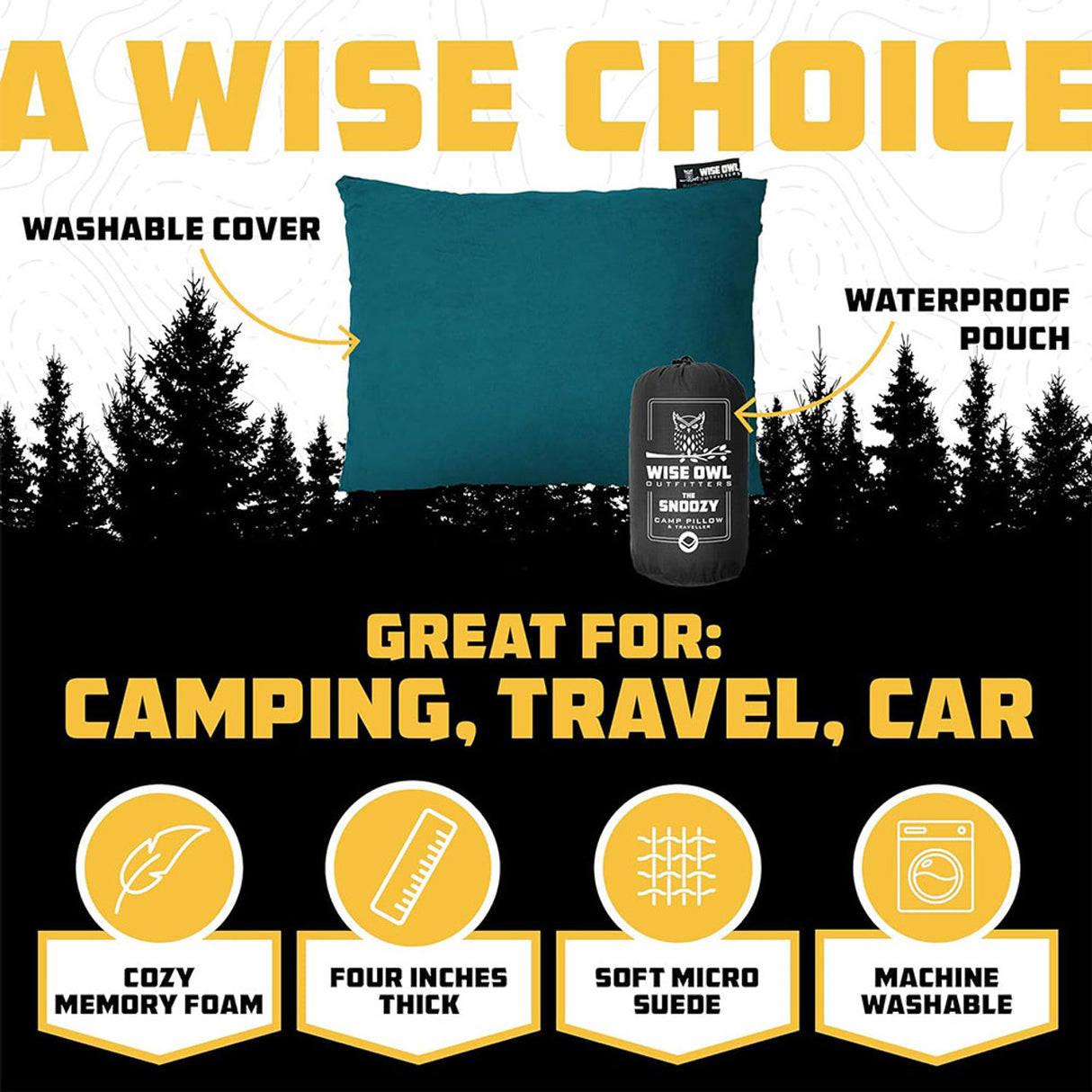 Wise Owl Outfitters Camping & Travel Pillow
