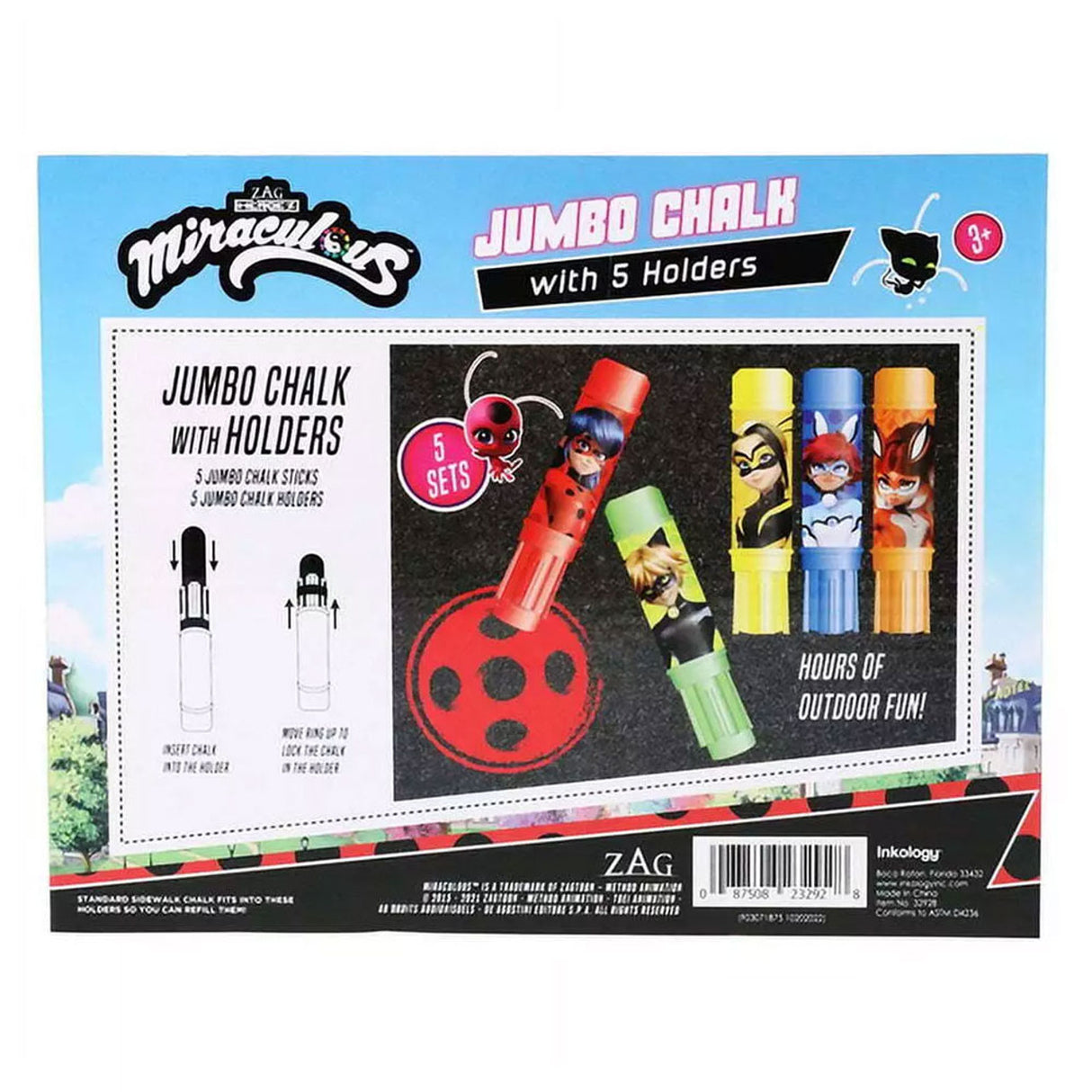 Disney Miraculous Ladybug 5-piece Jumbo Chalk Set