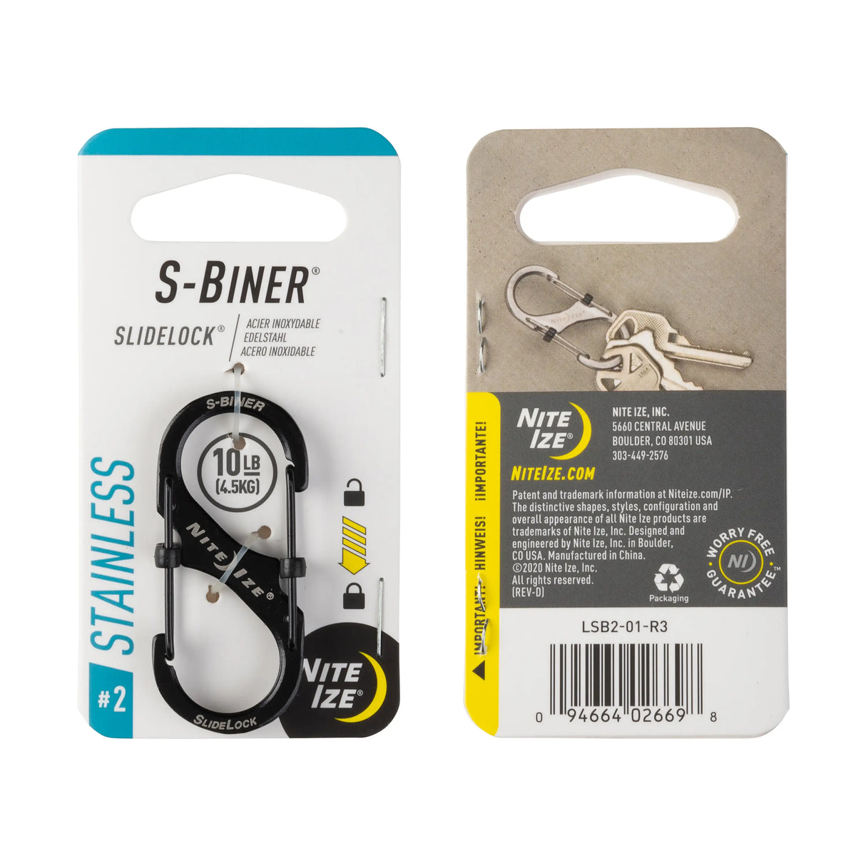 Nite Ize S-Biner Locking Dual Carabiner Stainless Steel Single Size-2