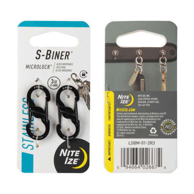 Nite Ize S-Biner Locking Dual Carabiner Steel 2-Pack Size Micro