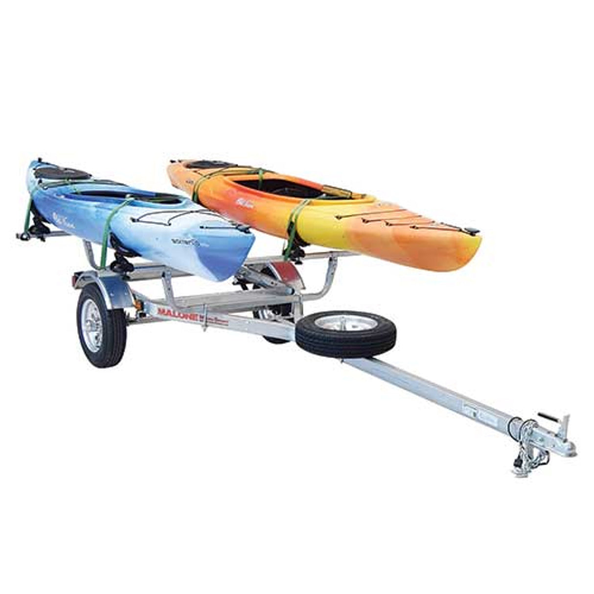 Malone MicroSport 2 Kayak Trailer Package with 2 Sets of Saddle Up Pro, Spare Tire