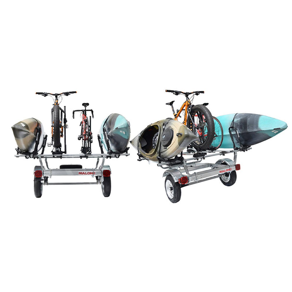 Malone MicroSport 2 Kayak, 2 Bike Trailer Package with Spare Tire
