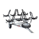 Malone MicroSport 4 Kayak Trailer Package with 4 Sets FoldAway-J Racks, Spare Tire