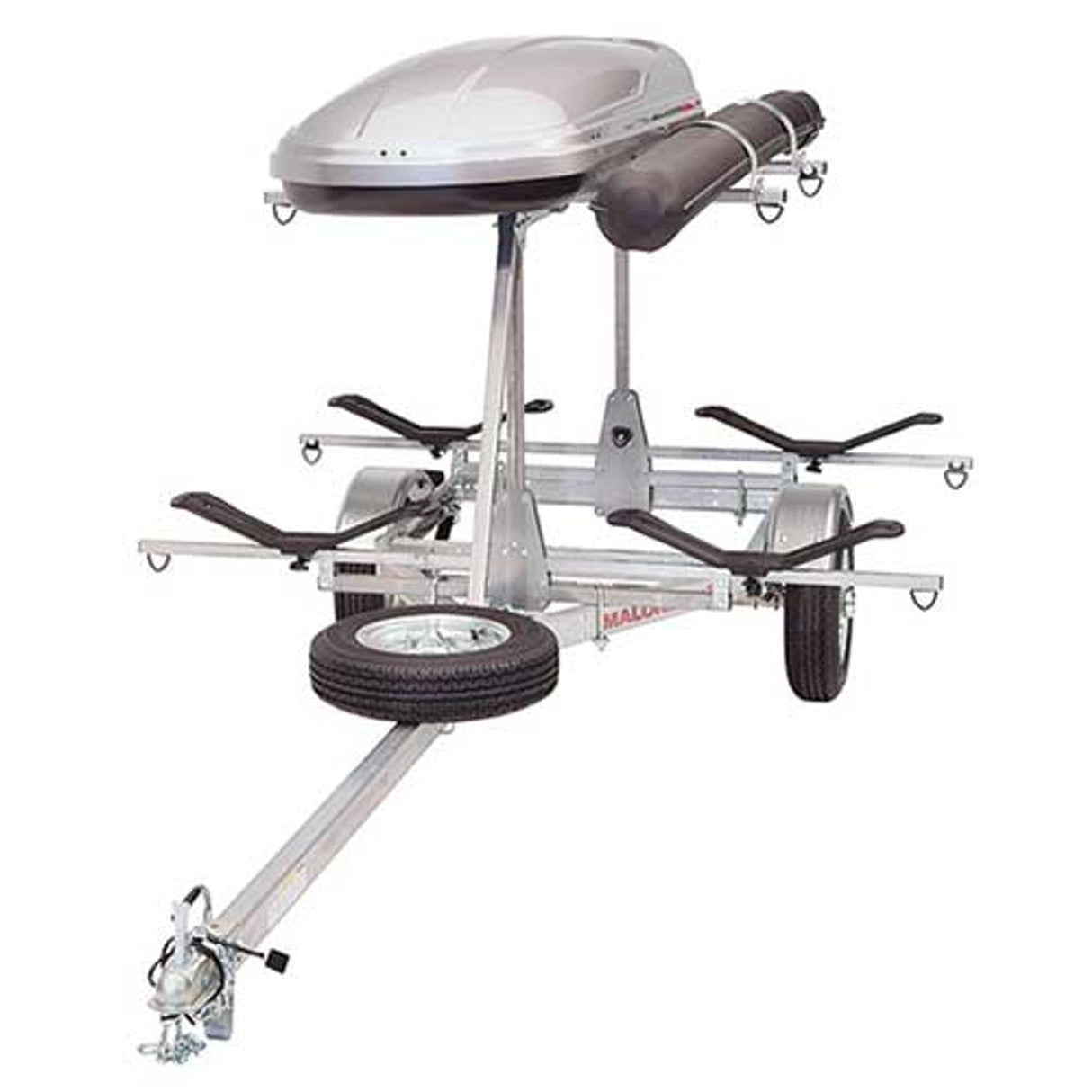 Malone MicroSport LowBed Trailer Package with 2nd Tier, 2 Sets MegaWings, Cargo Box, Rod Tube, & Spare Tire