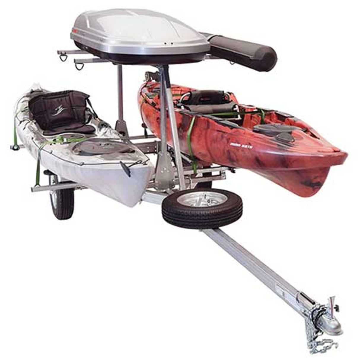 Malone MicroSport LowBed Trailer Package with 2nd Tier, 2 Sets MegaWings, Cargo Box, Rod Tube, & Spare Tire