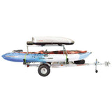 Malone MegaSport LowBed 2 Kayak Trailer Package with 2nd Tier, Spare Tire, SaddleUp Pros, Cargo Box, & Rod Tubes